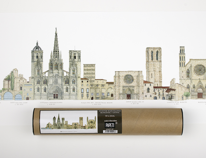 Poster Panoramic Barcelona Gothic / Romanesque